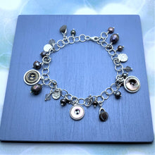 Load image into Gallery viewer, Dark Button Charm Bracelet