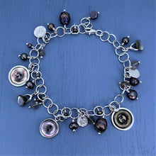 Load image into Gallery viewer, Dark Button Charm Bracelet