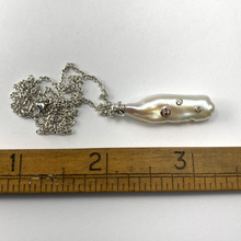 Load image into Gallery viewer, Gem Stud Pearl Drop Necklace