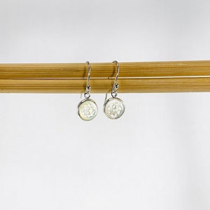 Carved Framed Button Drop Earrings