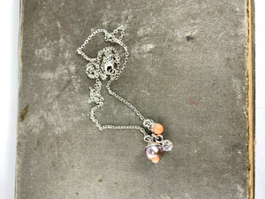 Coral in Pearl Charm Necklace