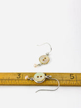 Load image into Gallery viewer, Framed Goldlip Button and Pearl Drop Earrings
